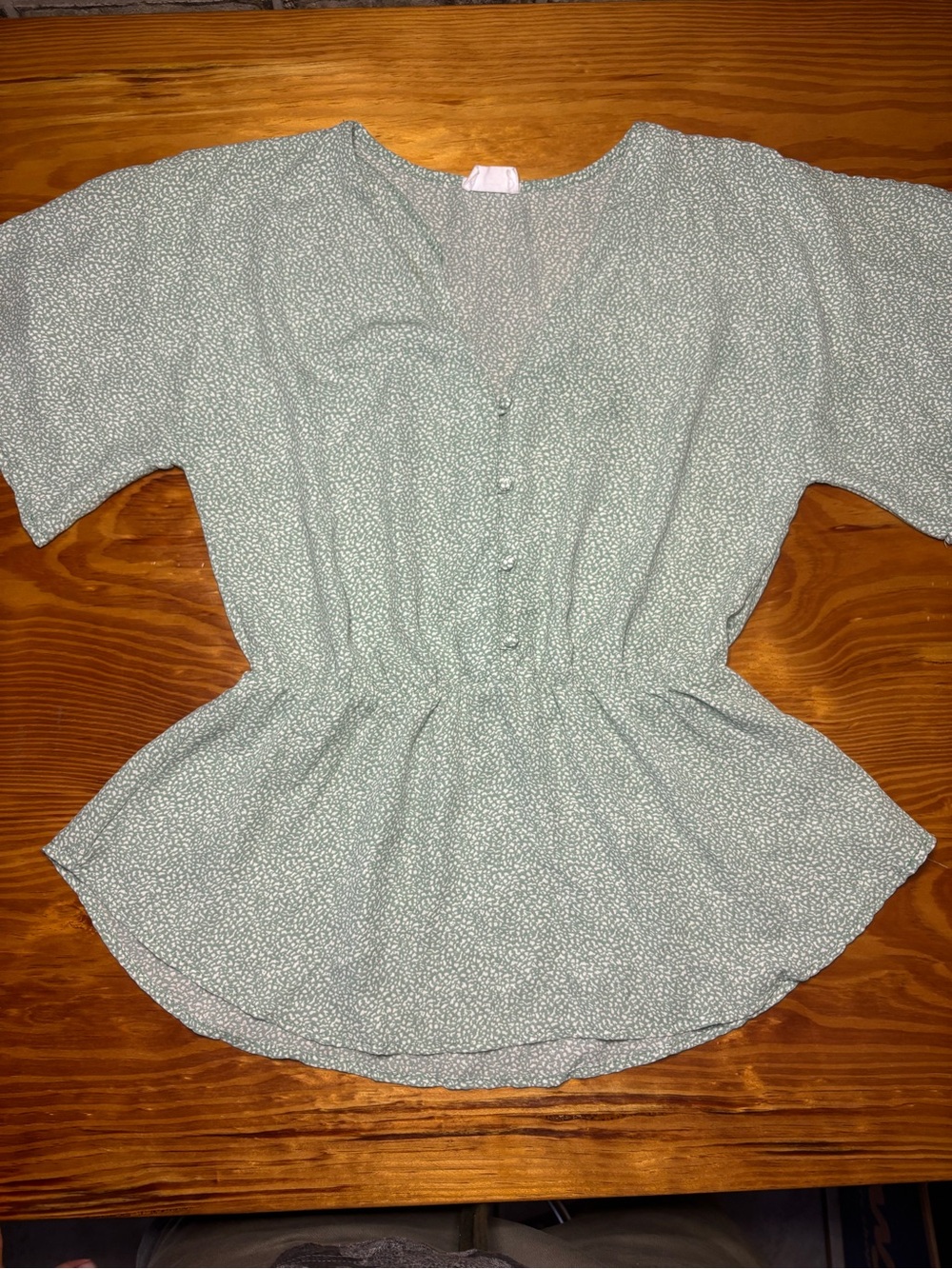 Sienna Sky Sage Green Button-Front Peplum Blouse